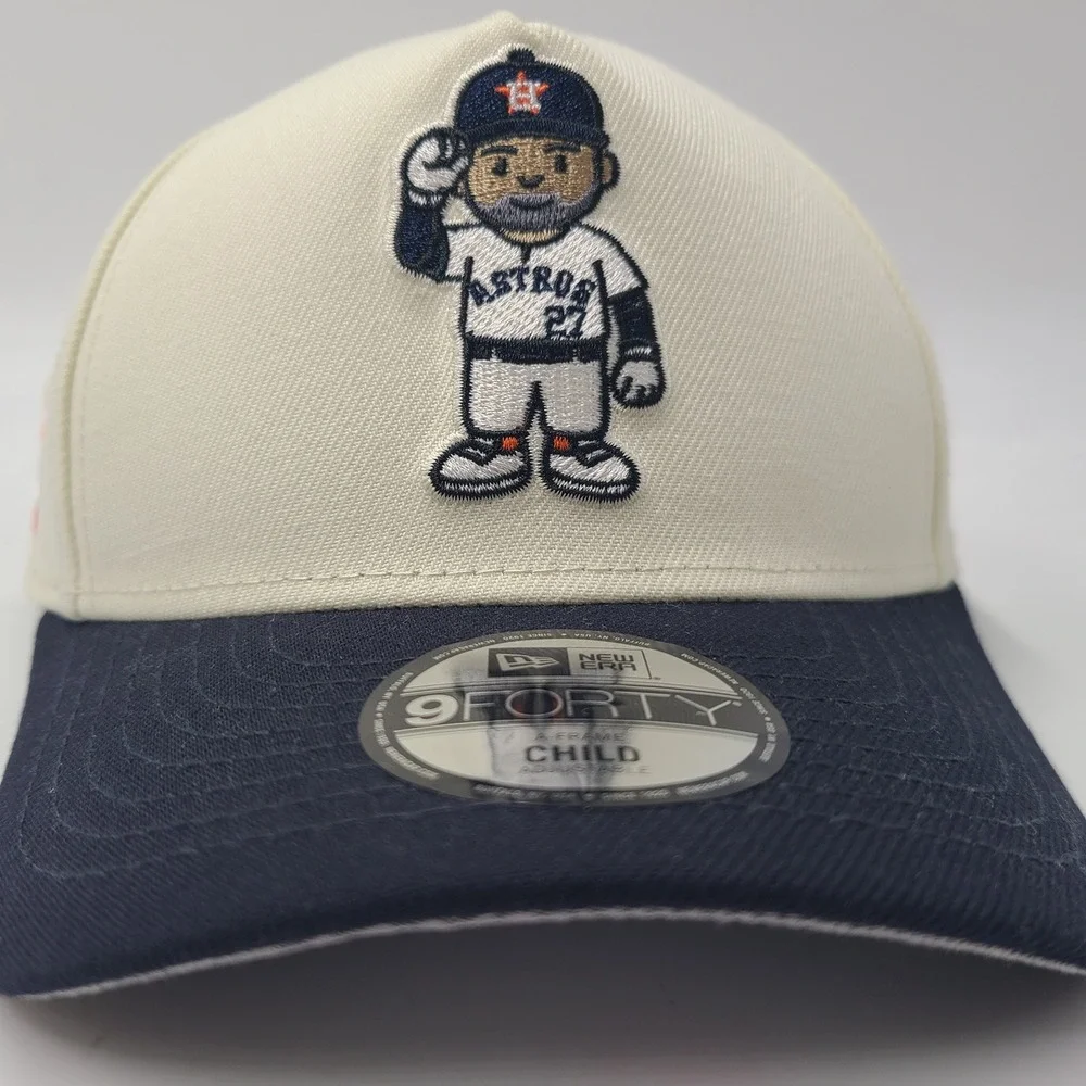 Child Houston Astros Hat Snapback New Era 9Forty Cream Blue MLB Jose Altuve Boys